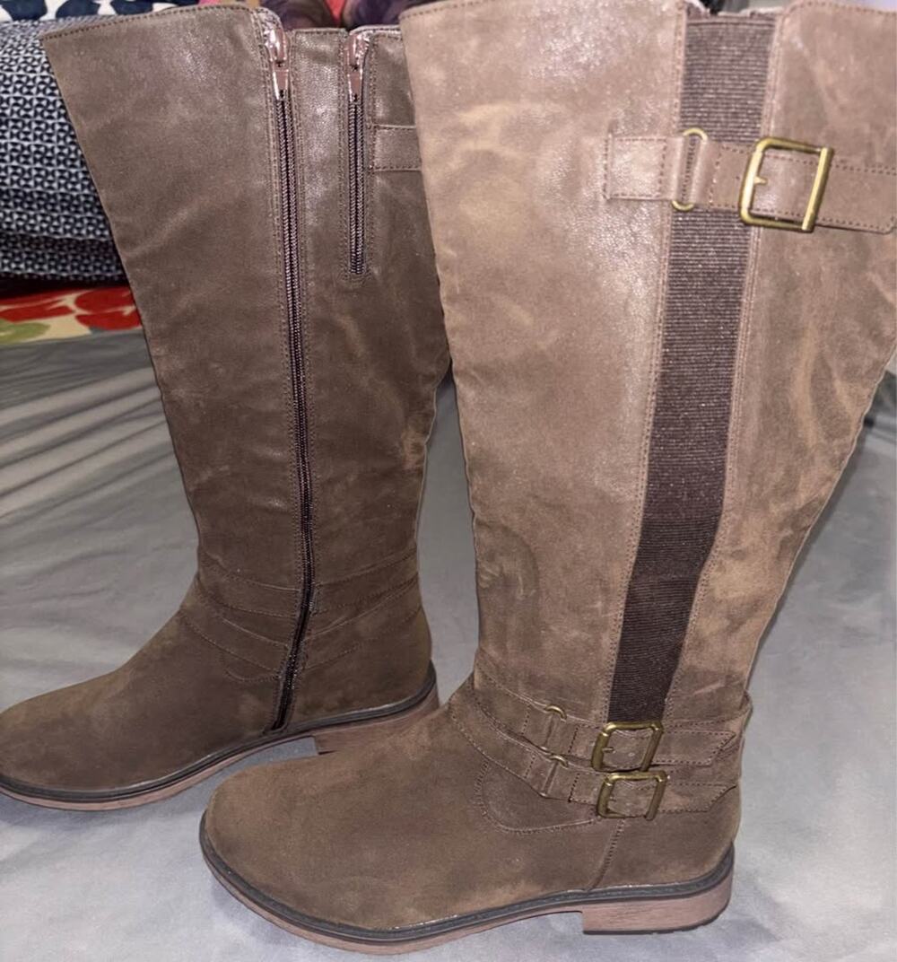 Brown Faux Suede knee high Boots Size 10M